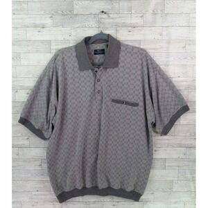 Mens SRT Polo Golf Shirt Top Gray Blue Checkered Size XXL